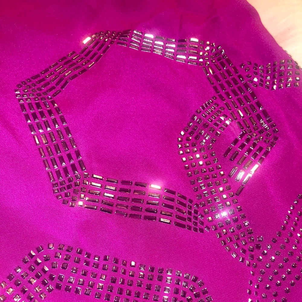 TRINA TURK Boysenberry GLITTERATI Beaded Sequins Geo Pattern Silk Mini Dress - Picture 7 of 8